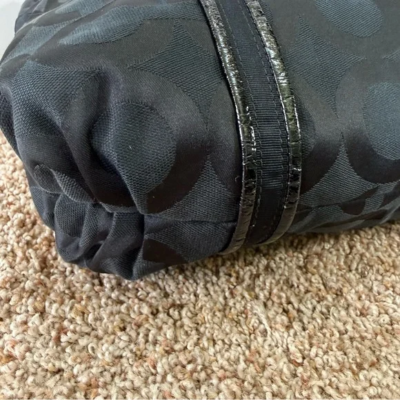 Coach 13826 Poppy Op Art Black Canvas Leather Tote Shoulder Hand Bag Purse EUC - Picture 8 of 16